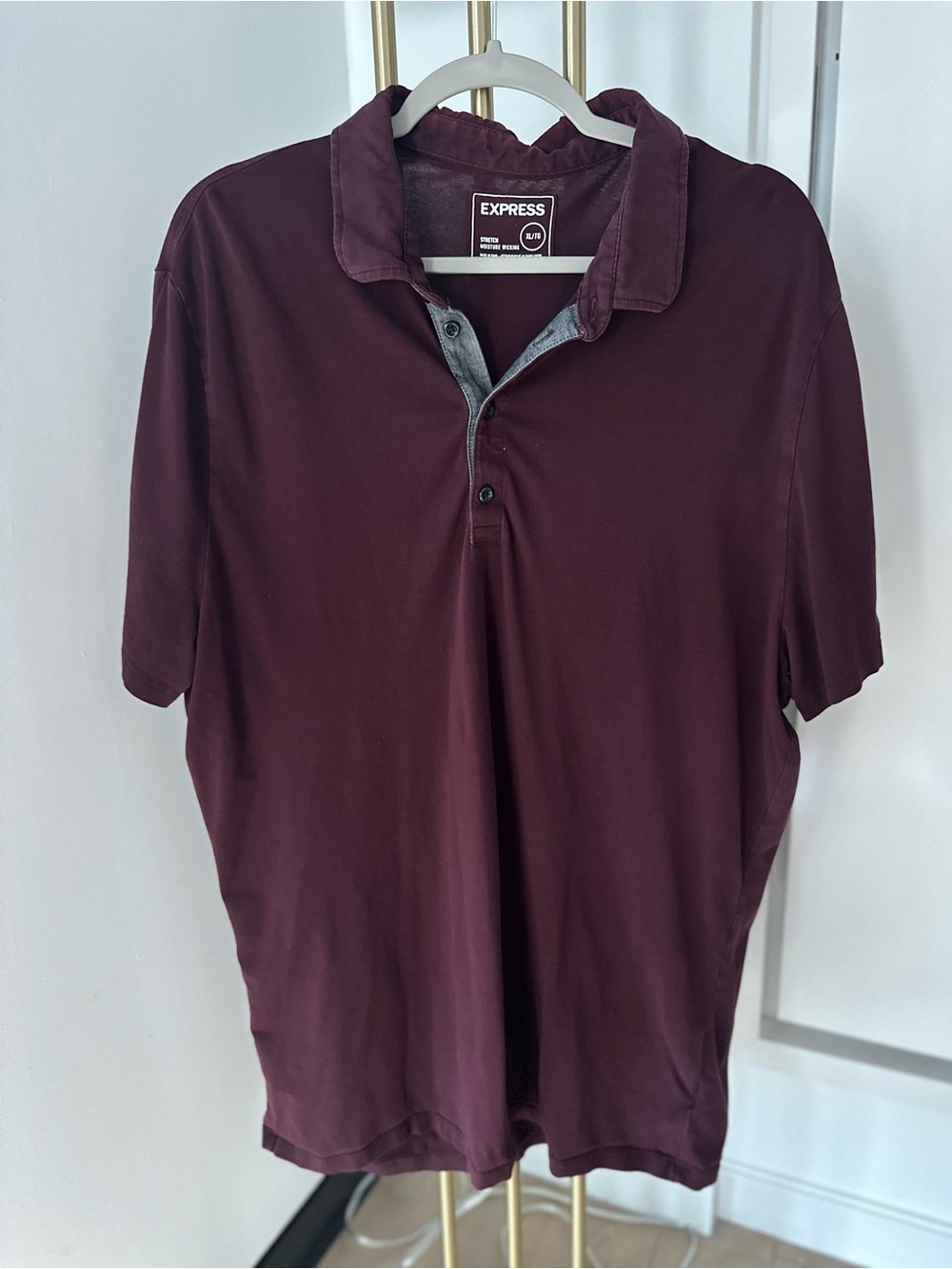 Express Men's Burgundy Polo Shirt